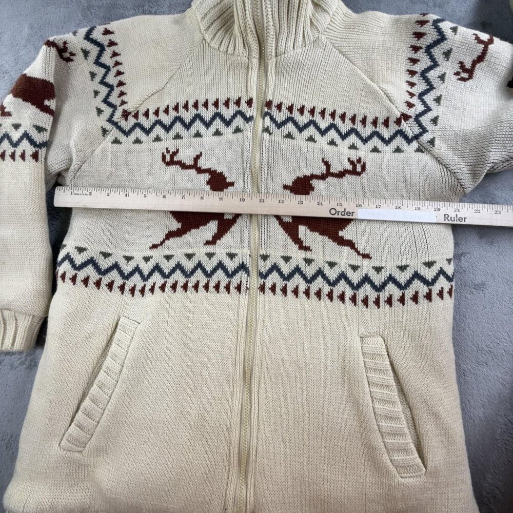 Vintage International Jacket Mens Small Reversible Deer Knit Lined 80s - Picture 6 of 16